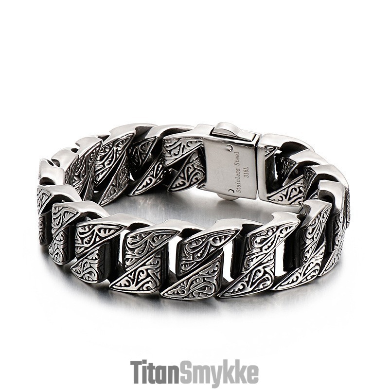 Cool Personlighed Retro Blomster Titanium Armbånd Til Mænd