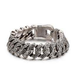 Cool Personlighed Retro Blomster Titanium Armbånd Til Mænd