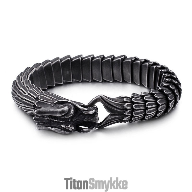 Vintage Titaniumarmbånd Med Drageskælsmønster Til Herrer