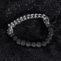 Kranie Buddha Perler Vulkansten Perle Titanium Armbånd
