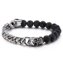 Kranie Buddha Perler Vulkansten Perle Titanium Armbånd