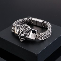 Retro Løvehoved Titanium Armbånd Til Mænd