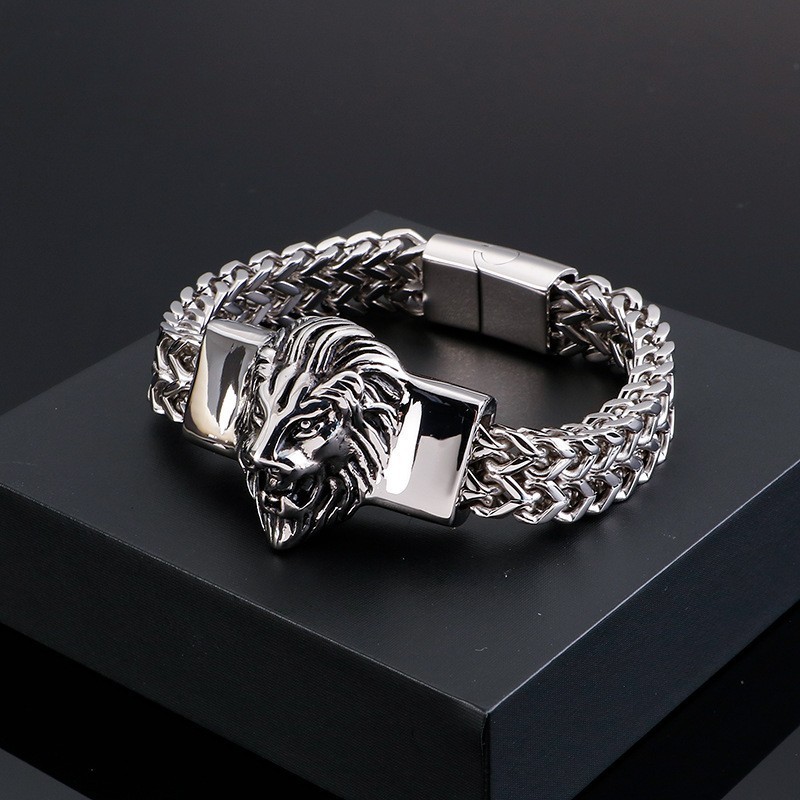 Retro Løvehoved Titanium Armbånd Til Mænd