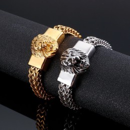 Retro Løvehoved Titanium Armbånd Til Mænd