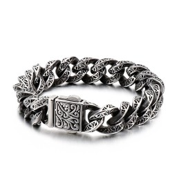 Herrearmbånd I Titanium Med Vintage-Løkker Og Blomsterkranier