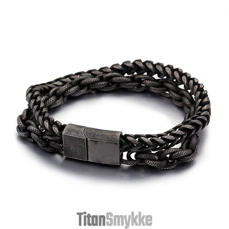 Herrearmbånd Med Dobbelt Lag I Titanium