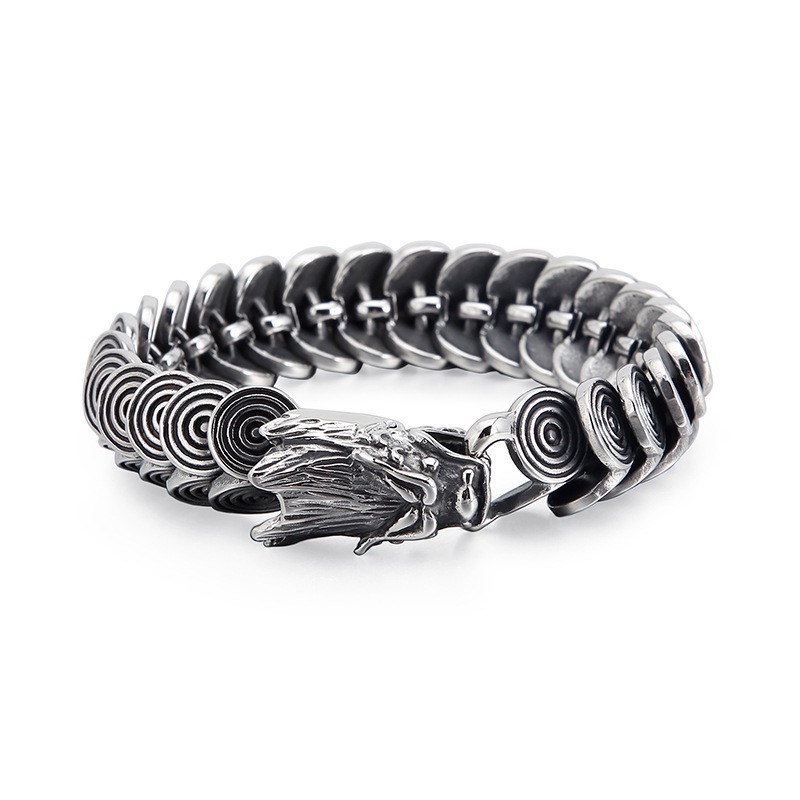Moderigtigt, Cool Titanium Dragehovedsmykker Til Mænd Vintage Tide-Armbånd Til Mænd Med Støbt Titanium Drage Moderigtigt, Cool Titanium Dragehovedsmykker Til Mænd Vintage Tide-Armbånd Til Mænd Med Støbt Titanium Drage