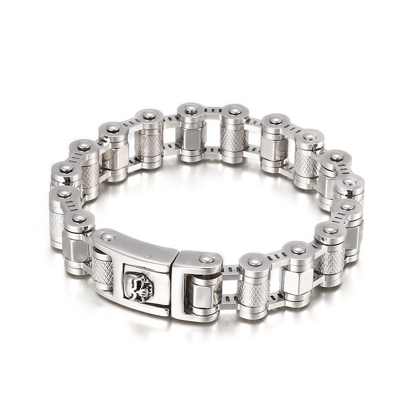 Cool Skull Cykelkæde Titanium Armbånd Til Mænd