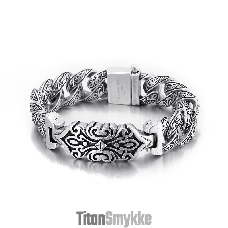 Titaniumarmbånd Med Vintagemønster Og Kors Til Mænd
