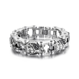 Nye Smykker I Dyreserien Med Overdrevet Cool Løvehoved I Titanium Til Mænd - Bikerarmbånd