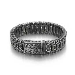 Populært Cool Hiphop-Armbånd Med Blomstermotiv I Titanium Til Mænd