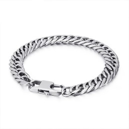 Tide Accessories Fashion Titanium Herrearmbånd Med Firkantet Spænde Og Ryghvirvelkæde