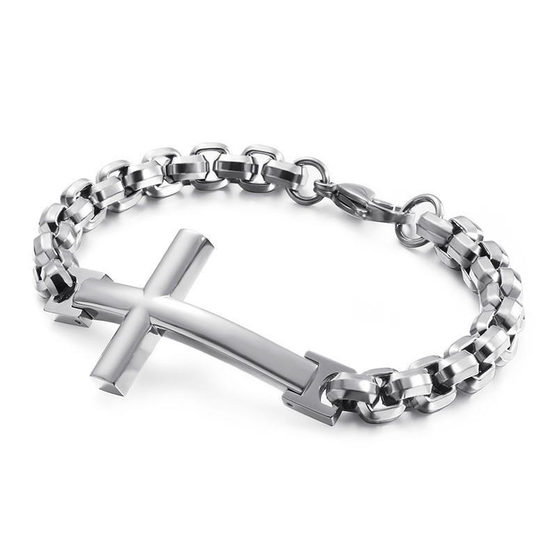 Titanium Tide Herrearmbånd Titanium Herrekors Firkantet Armbånd Tide Herretilbehør