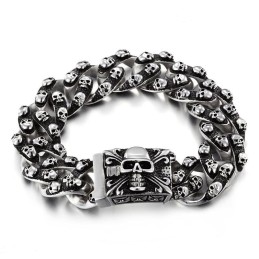 Cool Retro Skull Herre Titanium Armbånd Rock Chic Ghost Head Armbånd Tide Herretilbehør