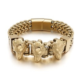 Wolf Head Titanium Armbånd Til Mænd