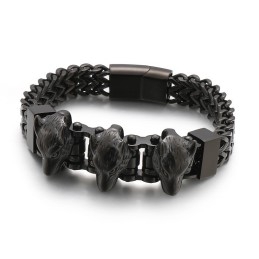 Wolf Head Titanium Armbånd Til Mænd