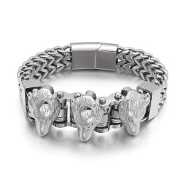 Wolf Head Titanium Armbånd Til Mænd