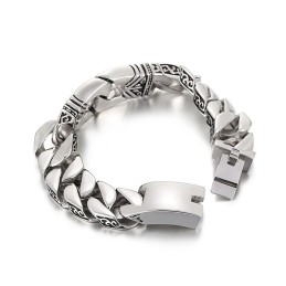 Retro Chic Vindmønster Portræt Støbemønster Kant Titanium Armbånd Til Mænd