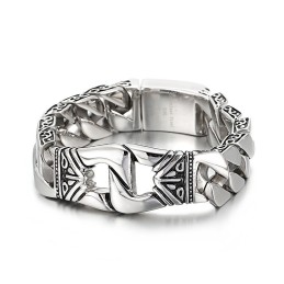 Retro Chic Vindmønster Portræt Støbemønster Kant Titanium Armbånd Til Mænd