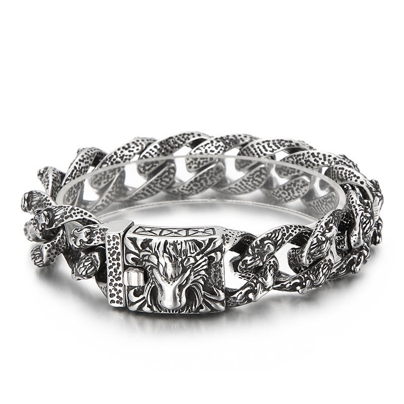 Vintage Cool Løvehoved Titanium Armbånd Til Mænd