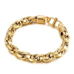 Oval Twist Chain Day Character Clasp Titanium Armbånd Til Mænd