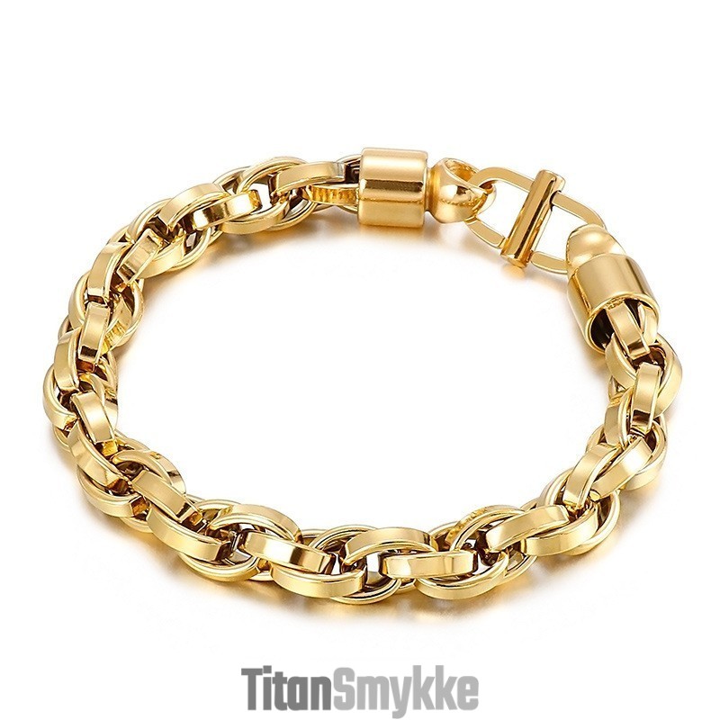 Oval Twist Chain Day Character Clasp Titanium Armbånd Til Mænd