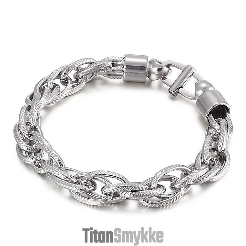 Herre Oval Twist Halskæde Med Solburstlås I Titaniumarmbånd