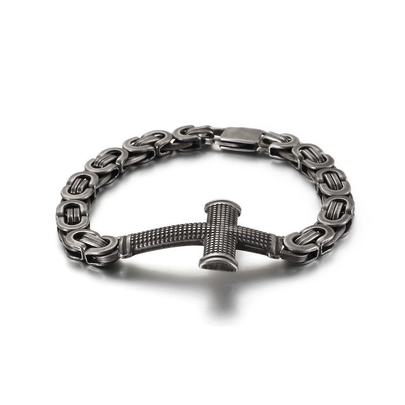 Populært Mode Gadekryds Tilbage Kæde Titanium Armbånd Til Mænd
