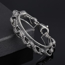 Populær Retro Ny Liste Sort Håndtrækkende Mønster Titanium Herrearmbånd