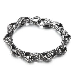 Populær Retro Ny Liste Sort Håndtrækkende Mønster Titanium Herrearmbånd
