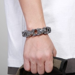 Dyreserie Tide Håndsmykker Mode Rock Hip-Hop Gade Ulvehoved Biker Titanium Herrearmbånd