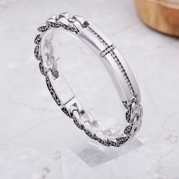 Titanium Kors Med Diamanter Armbånd Til Mænd Titanium Vintage Smykker