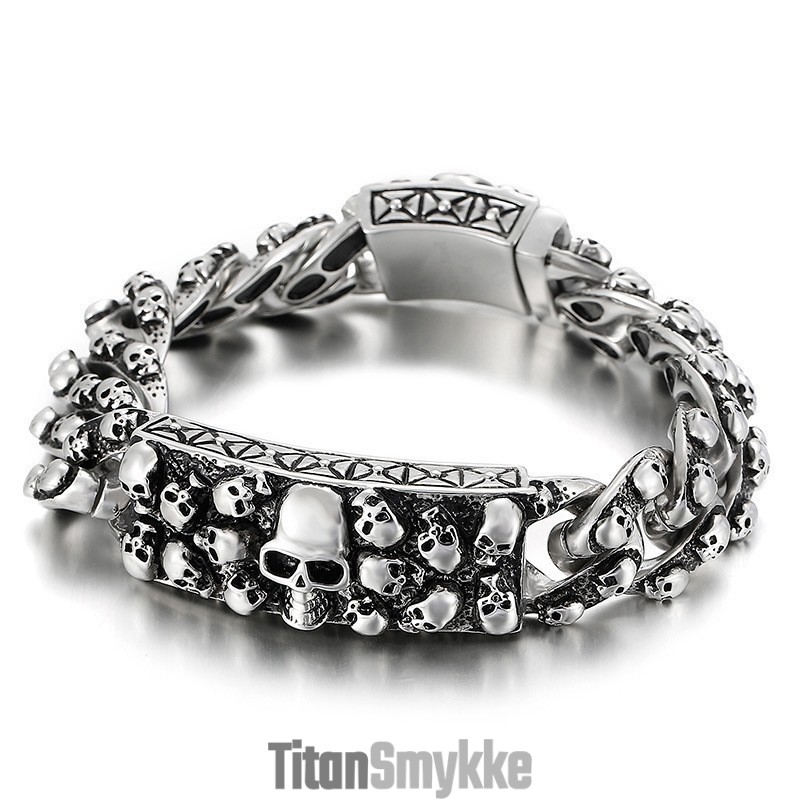 Vintage Cool Rock Kranium Titanium Armbånd Til Mænd