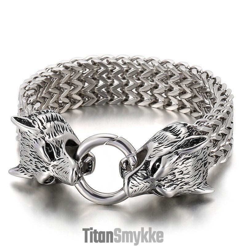 Chic Trendy Titanium Ulvehovedarmbånd