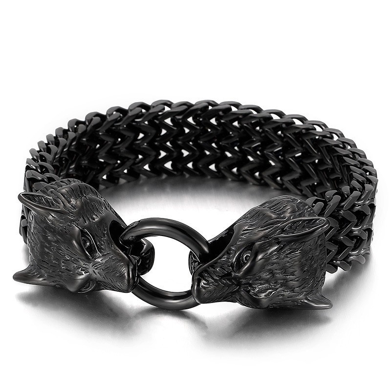 Chic Trendy Titanium Ulvehovedarmbånd