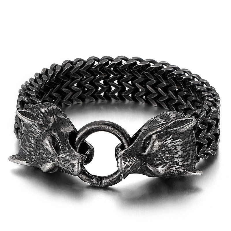 Chic Hipster Titanium Ulvehovedarmbånd