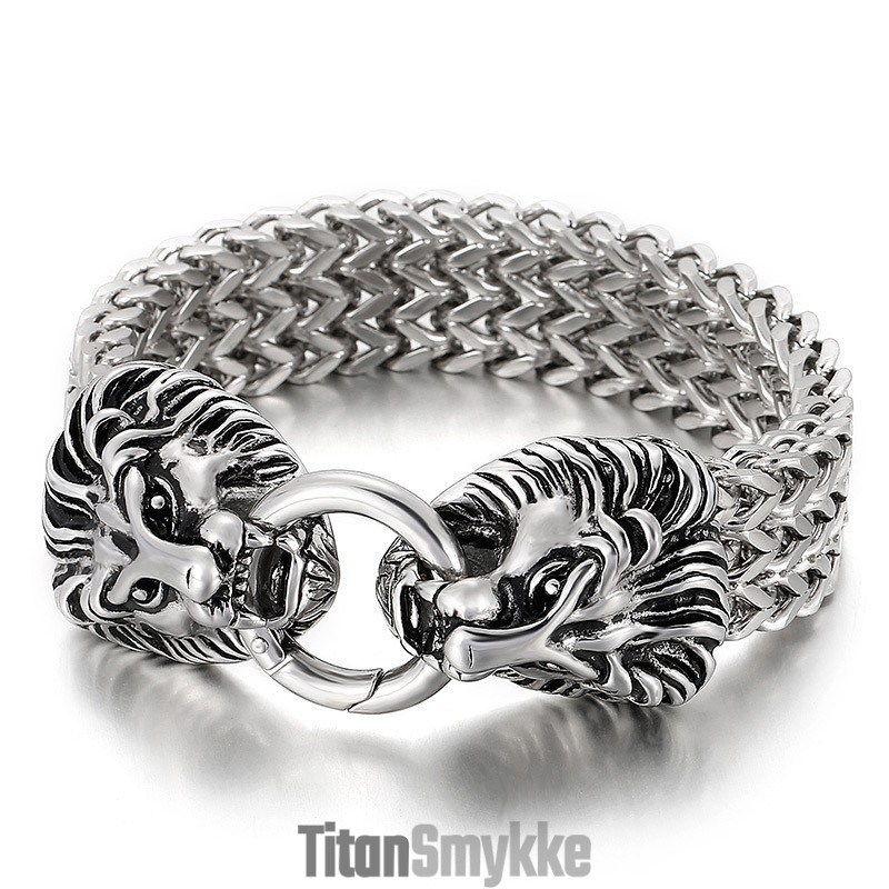 Chic Trendy Titanium Løvehoved Armbånd