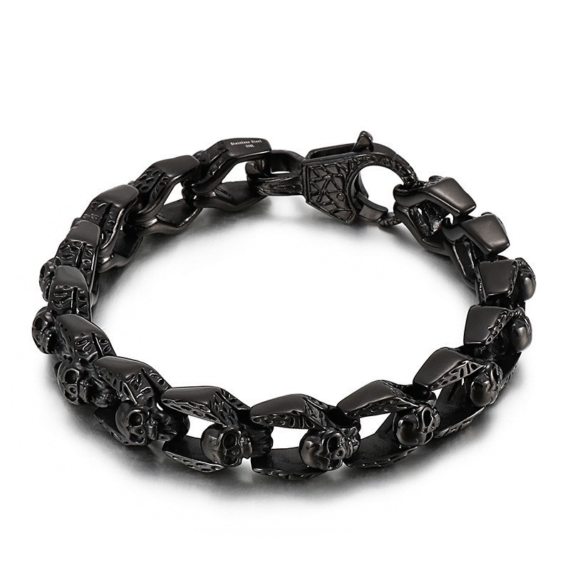 Moderigtige Vintage Vind Titanium Kranie Smykker Hip Hop Rock Herrearmbånd Moderigtige Vintage Vind Titanium Kranie Smykker Hip Hop Rock Herrearmbånd