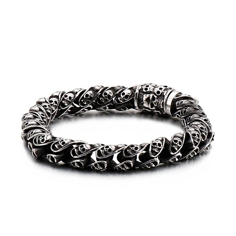 Titanium Kranie Armbånd Chic Biker Spøgelsesarmbånd Titanium Smykker