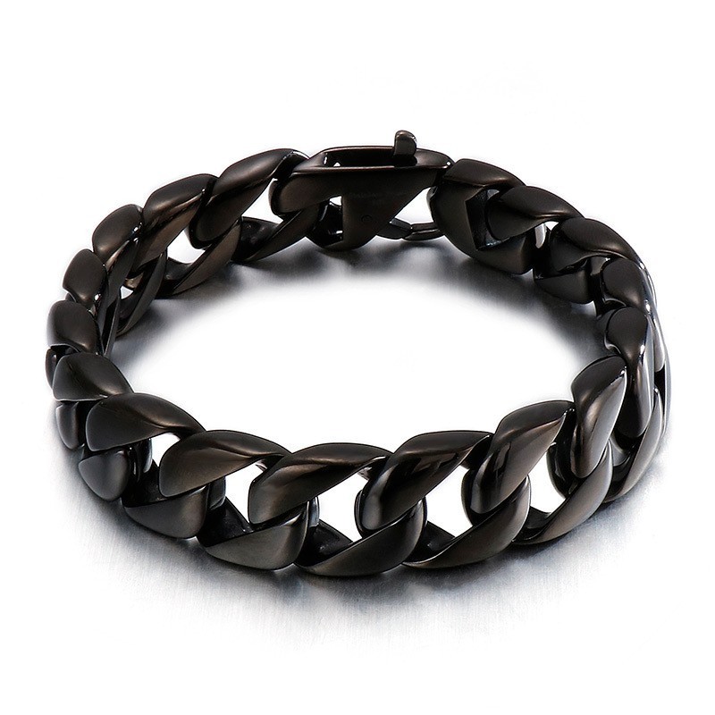 Titanium Sort Herrearmbånd Herrekæde