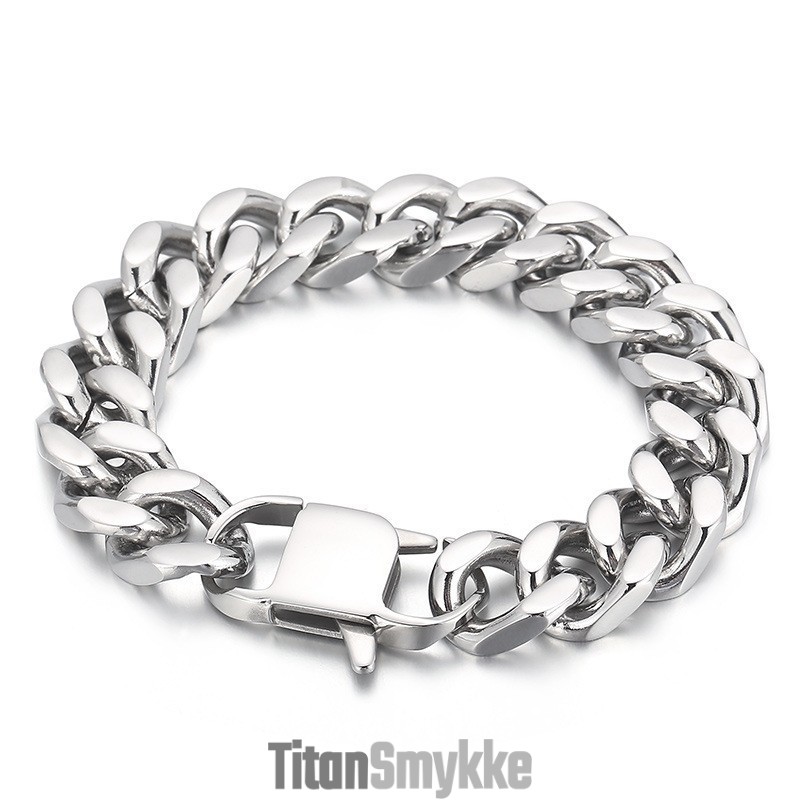 Cool Firesidet Slibende Cuba-Kæde Herrearmbånd I Titanium