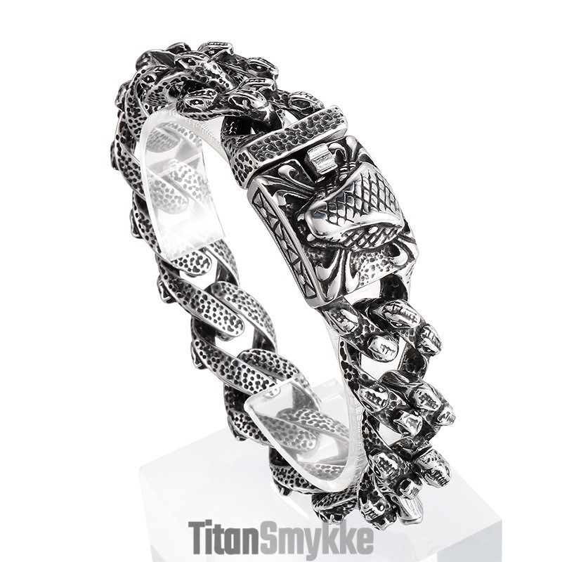 Vintage Slangehoved Titanium Armbånd Til Mænd