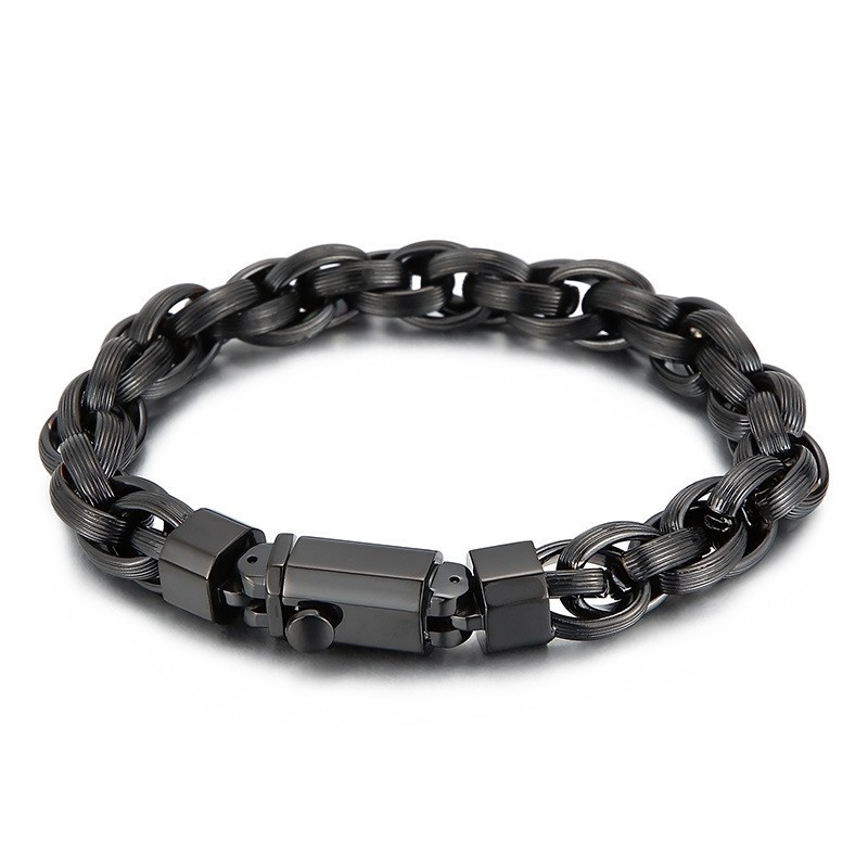 Herremode Vakuumbelagt Trykknap Dobbelt Ring O Armbånd Herremode Vakuumbelagt Trykknap Dobbelt Ring O Armbånd