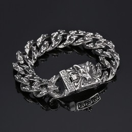 Retro Mode Sort Chic Stil Ulvehoved Titanium Armbånd Til Mænd