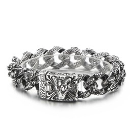 Retro Mode Sort Chic Stil Ulvehoved Titanium Armbånd Til Mænd