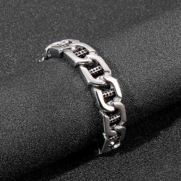 Chic Wind Hollow Dice Dot Hole Column Titanium Armbånd Til Herrer