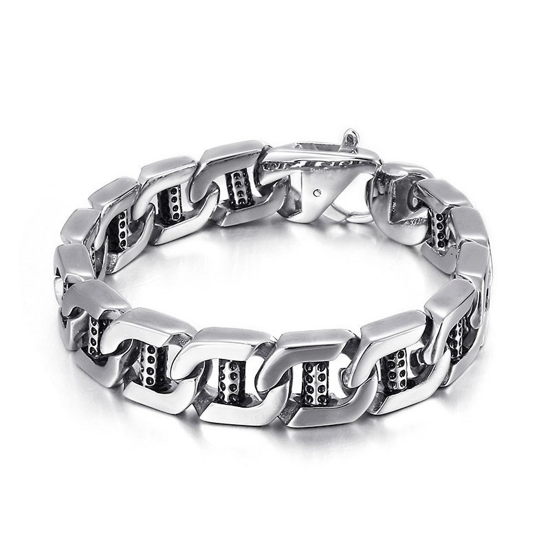 Chic Wind Hollow Dice Dot Hole Column Titanium Armbånd Til Herrer Chic Wind Hollow Dice Dot Hole Column Titanium Armbånd Til Herrer