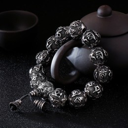 Herre Titanium Modesmykker Seks Sandhedsord Buddha Perlearmbånd Titaniumarmbånd