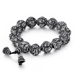 Herre Titanium Modesmykker Seks Sandhedsord Buddha Perlearmbånd Titaniumarmbånd