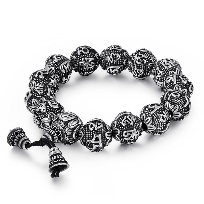 Herre Titanium Modesmykker Seks Sandhedsord Buddha Perlearmbånd Titaniumarmbånd Herre Titanium Modesmykker Seks Sandhedsord Buddha Perlearmbånd Titaniumarmbånd